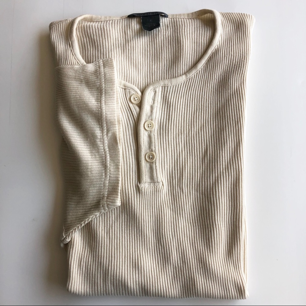 John Varvatos Rib Silk Blend Short Sleeve Henley